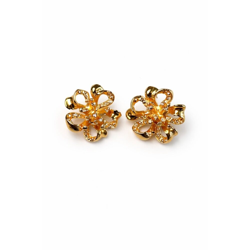 Goldtone Flower Stud Earrings - 1" Openwork Floral Earrings